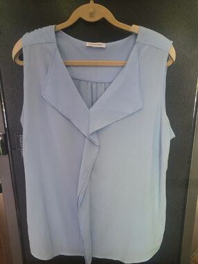 Calvin Klein Light Blue Sleeveless V-Neck Blouse